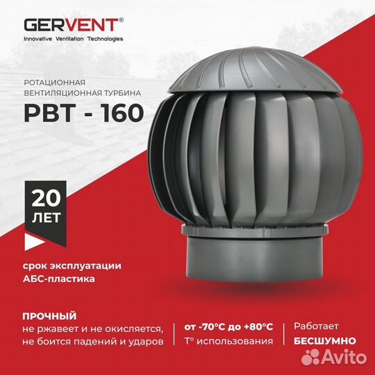 Gervent,Турбодефлектор 160 мм, серый