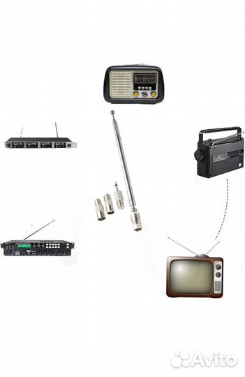 Антенна телескопическая с 3 переходниками