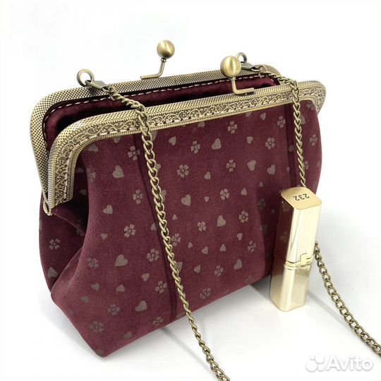 Косметичка сумочка замшевая бордовая