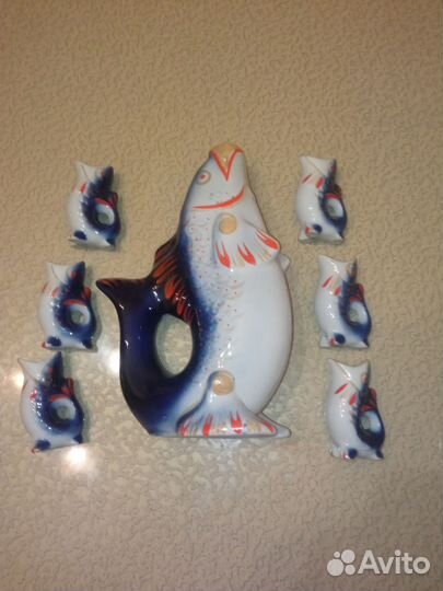 Графин с рюмками СССР- рыбы