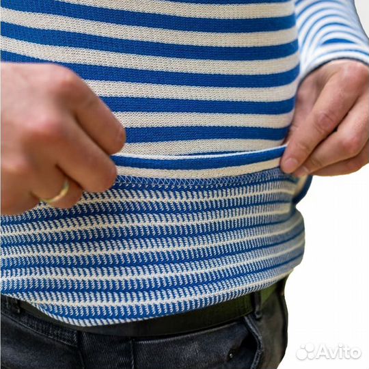 12296 Тельняшка двойной вязки, хлопок, голубая (Ти