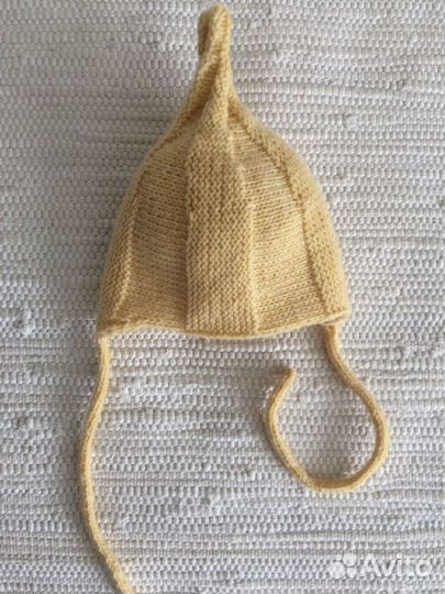 Шапка двойная с ушками полушерсть 0-3мес