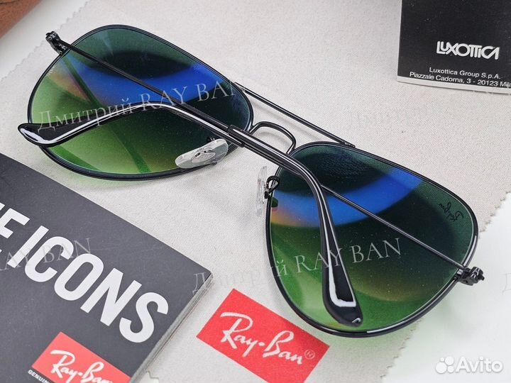 Очки Ray Ban Aviator Black Green Gradient Стекло