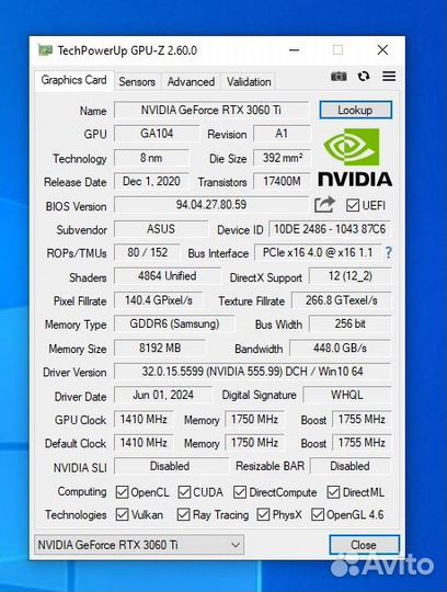 Видеокарта asus RTX 3060 Ti TUF Gaming OC Edition