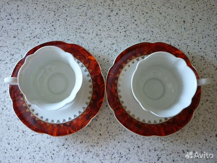 Чайная пара fine porcelain фарфор золочение