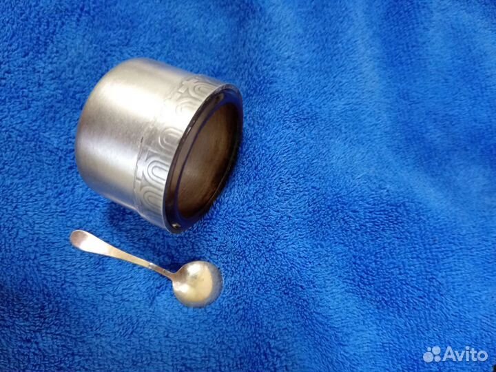 Солонка мельхиор СССР и ложечка для соли серебро