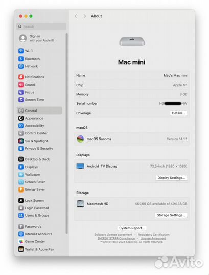 Apple Mac mini (2020, M1) 8gb RAM, 512gb SSD