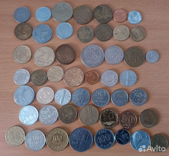 Иностранные монеты без повторов по типу(200 шт.)