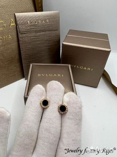 Серьги Bvlgari, Gold 750 пробы (пусеты) с ониксом