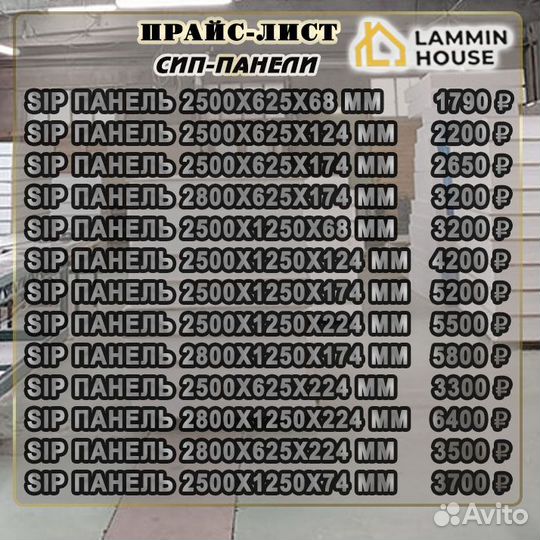 Сип SIP панели OSB. Размер 2500*625*124 мм