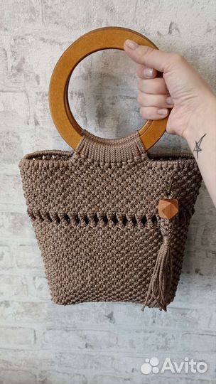 Плетёная сумка макраме, сумка тоут