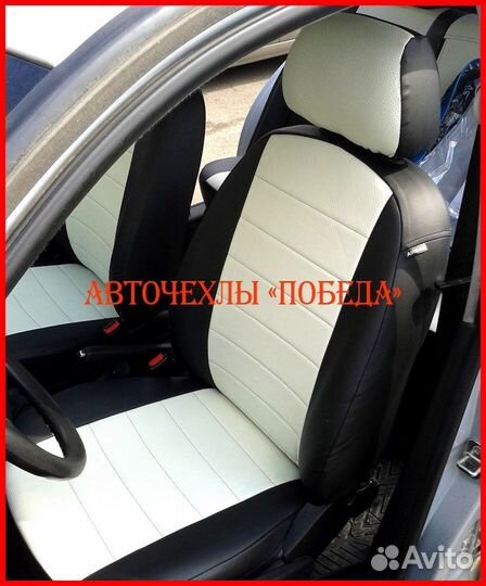 Чехлы Volkswagen Golf 4 из экокожи чёрно-белые