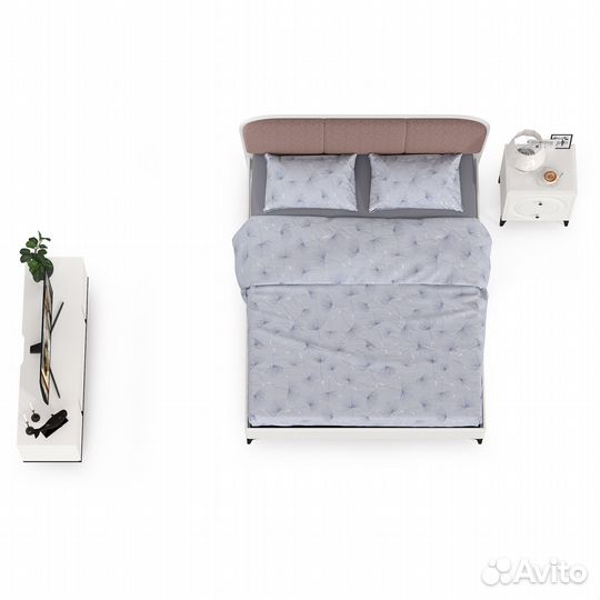 Комплект мебели для спальной комнаты Валенсия № 12, кровать с мягким изголовьем, цвет белый шагрень