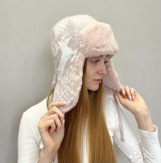 Шапка ушанка из ангоры, шапка из шерсти