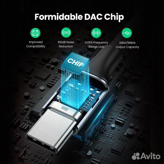 Type-C - Jack 3.5mm с Аудио Чипом / Ugreen