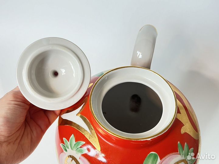 Чайник доливной Дулево СССР фарфор позолота