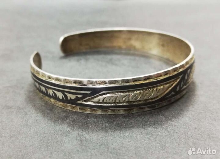 Браслет серебро 875 пробы с чернением, кубачи