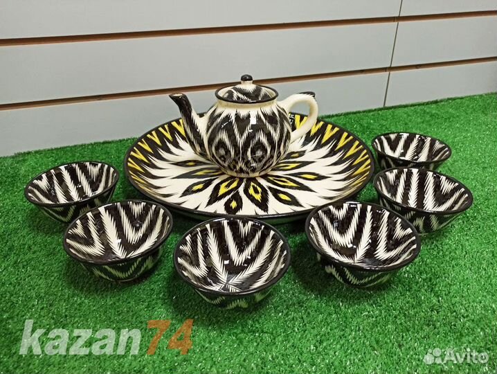 Чайный сервиз риштанская керамика черный атлас