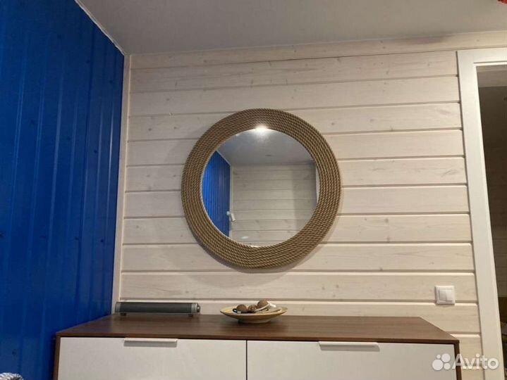 Зеркало в раме из джута