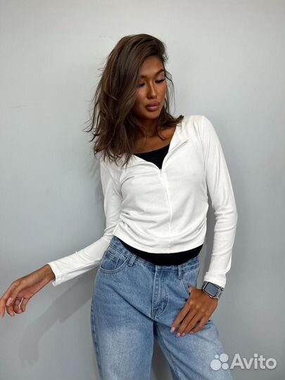 Женский лонгслив двойной