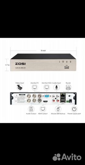 Zosi 8CH DVR видеорегистратор 1080P HD H. 265 P2P
