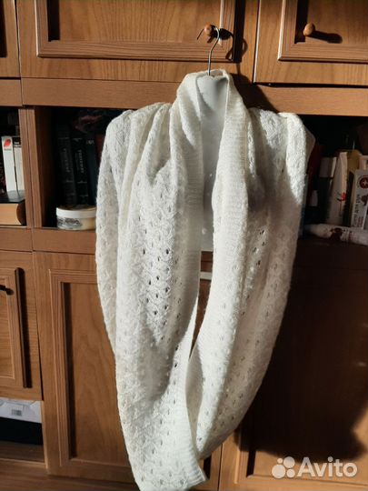 Снуд шарф женский белого цвета