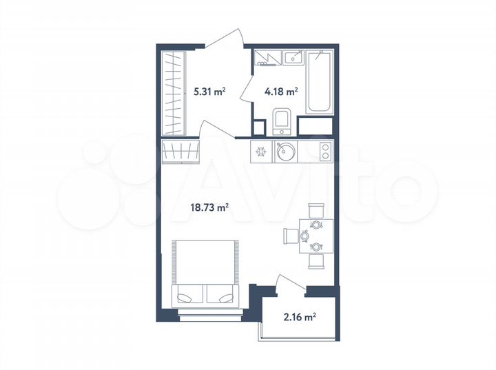 Квартира-студия, 29,3 м², 4/4 эт.