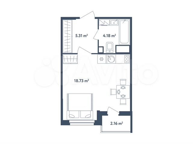 Квартира-студия, 29,3 м², 4/4 эт.