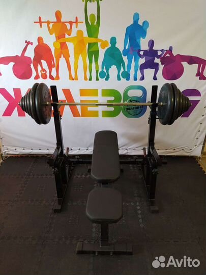 Штанга прямая 130 кг, гантели по 19 кг кривая 100