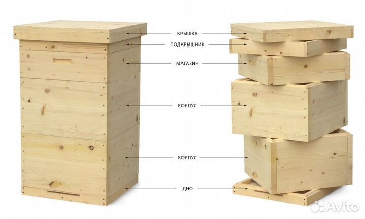 Ульи дадан 12 рамочные из пихты, рамки из сосны