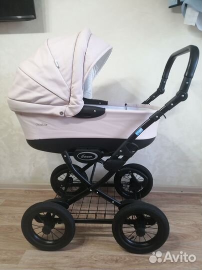 Коляска 2 в 1 aroteam cocoline светло-розовая кожа