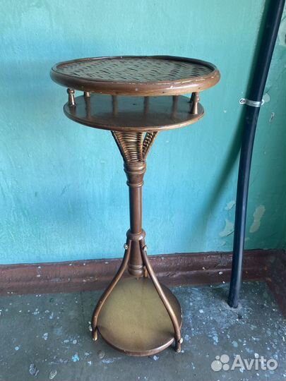 Винтажная деревянная жардиньерка СССР плетёная э