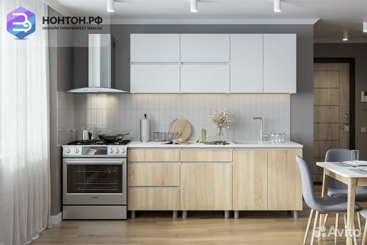 Кухня Ивона 2.0 м белый текстурный / дуб сонома