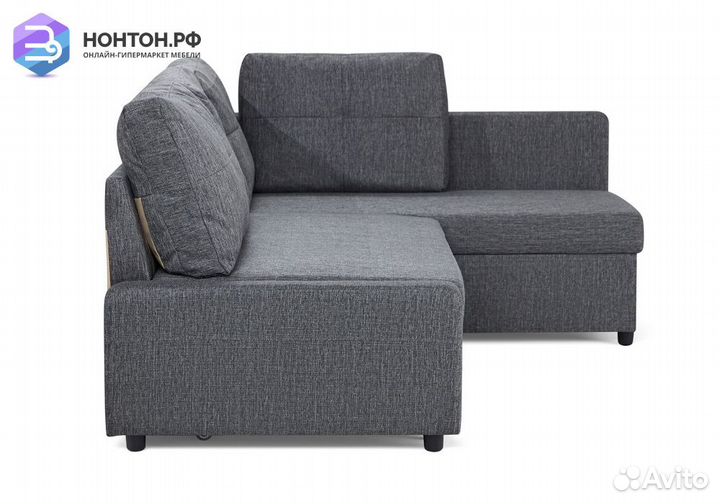 Диван угловой дельфин Поло тёмно-серый