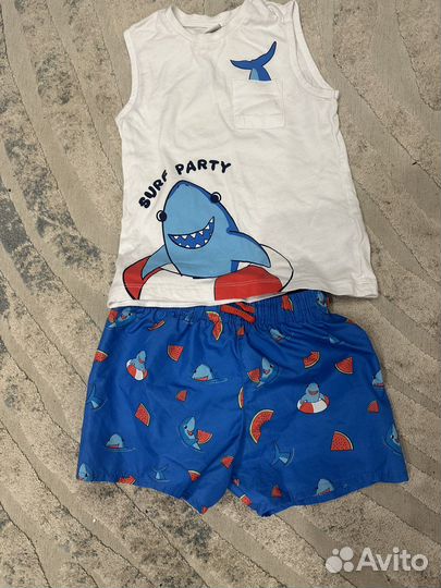 Майка шорты костюм комплект пляжный 104-110