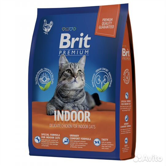 Корм для домашних кошек Brit indoor с курицей 2 кг