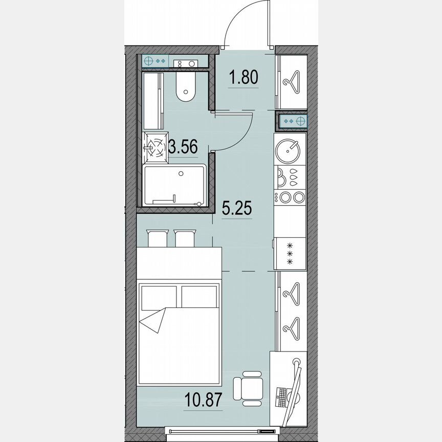 Квартира-студия, 21,5 м², 9/16 эт.