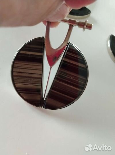 Серьги и кулон с нат-ным камнем ручная работа СССР