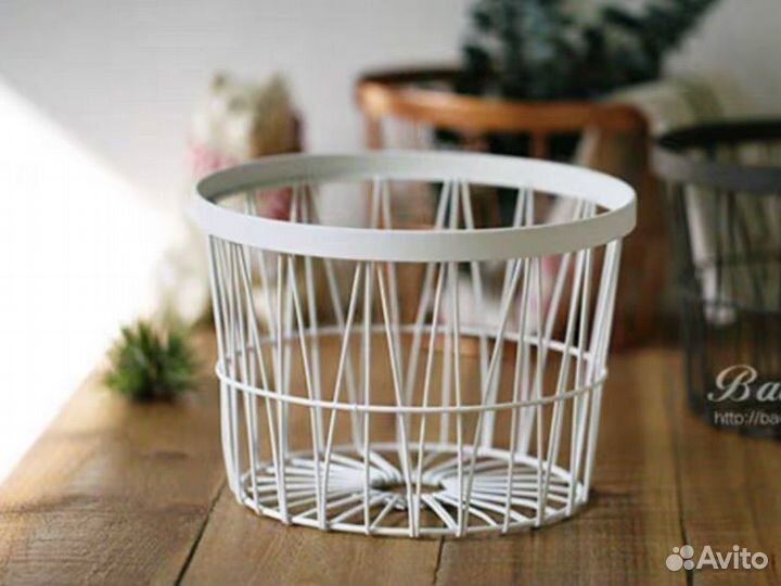 Корзина для хранения металлическая круглая