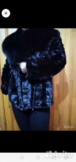 Шуба норковая с песцовым воротником