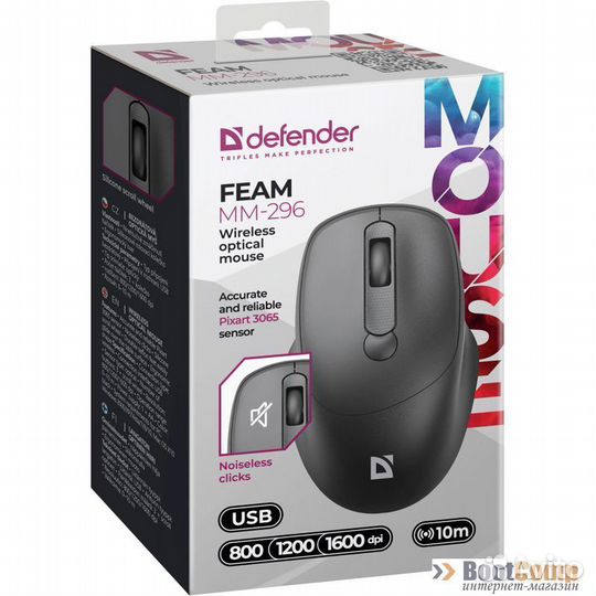 Мышь беспроводная Defender Feam mм-296 чёрный
