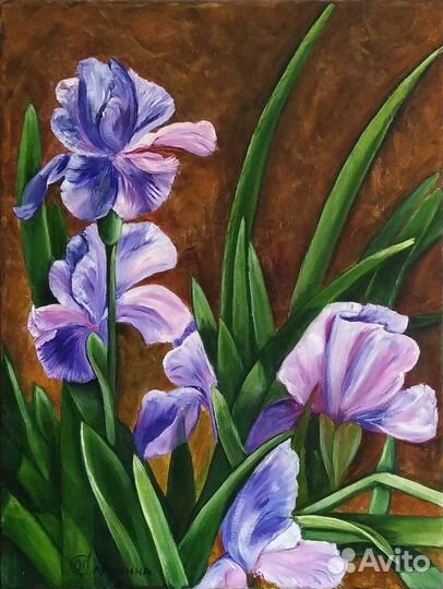 Картина маслом на холсте Ирисы