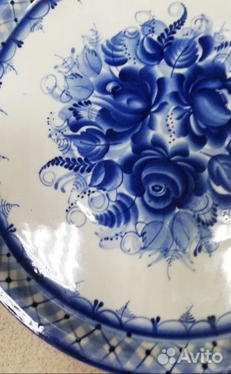 Большое блюдо, тарелка Гжель