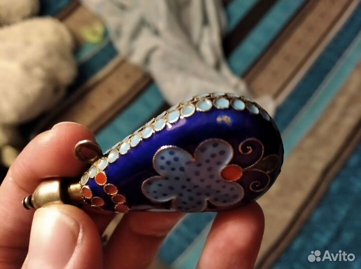 Флакон для духов винтаж (серебро, эмаль)