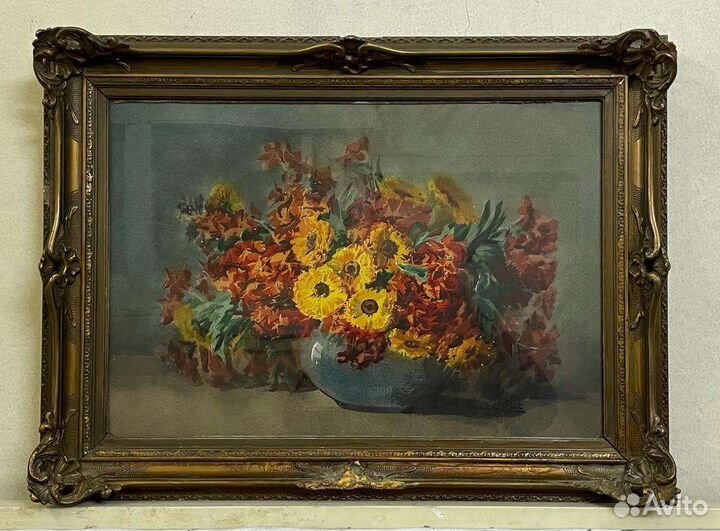 Картина, старинная, акварель