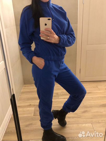 Флисовый костюм синий флисовые штаны кофта