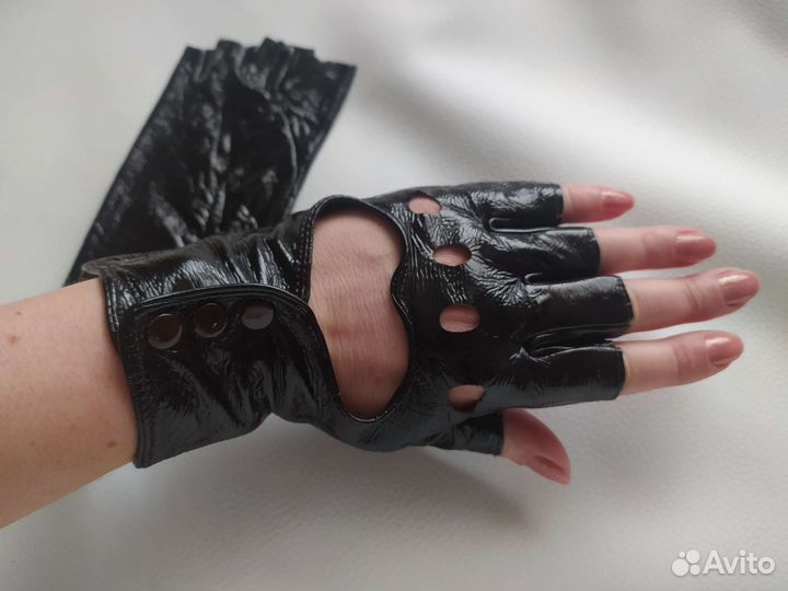 Перчатки женские митенки натуральная кожа