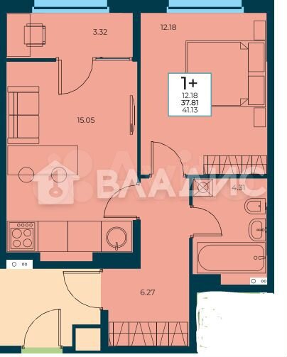 1-к. квартира, 40,7 м², 9/19 эт.