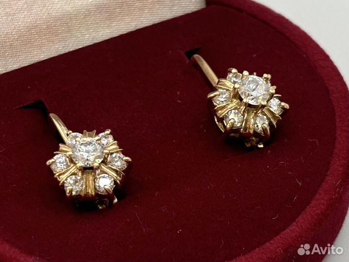 Золотые Серьги 585 пробы СССР Малинки
