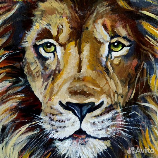 Картина маслом Лев 30х40